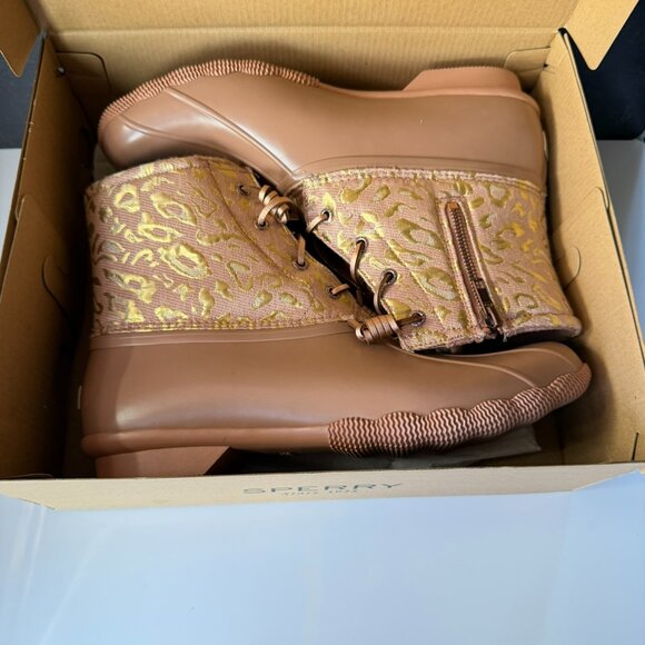 Sperry Saltwater Leo Jacquard Rose Women’s Duck Boots Size 12 Wet Weather - Picture 5 of 7